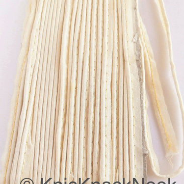2mm Flanged Insertion Piping on 9mm Band, Beige Art Silk Fabric Trim, Cord piping Trim